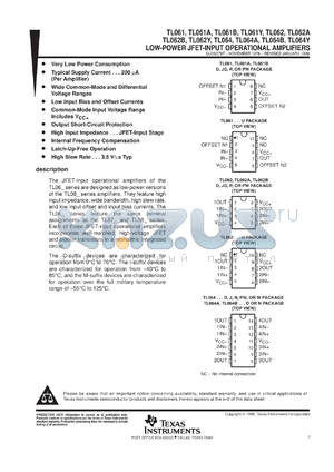 TL064CNS datasheet - QUAD LOW-POWER JFET-INPUT GENERAL-PURPOSE OPERATIONAL AMPLIFIER