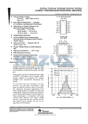 TLC27L4CPWLE datasheet - QUAD PRECISION SINGLE SUPPLY UPOWER OPERATIONAL AMPLIFIER
