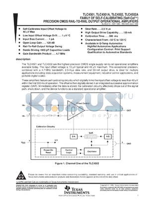 TLC4501AIDR datasheet - ADVANCED LINEPIC SELF-CALIBRATING (SELF-CAL) PRECISION OPERATIONAL AMPLIFIER