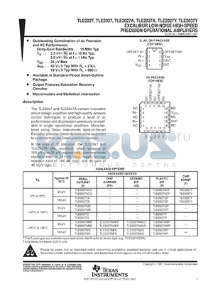 TLE2027AMFKB datasheet - LOW-NOISE HIGH-SPEED PRECISION OPERATIONAL AMPLIFIER