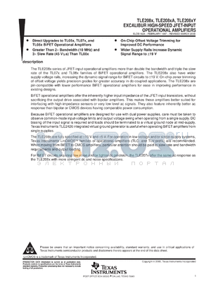 TLE2084IDWR datasheet - QUAD HIGH-SPEED JFET-INPUT OPERATIONAL AMPLIFIER