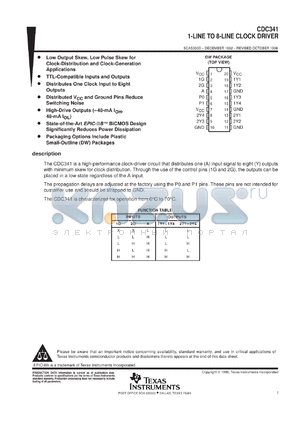 CDC341DWR datasheet - 1-TO-8 CLOCK DRIVER WITH TIGHT AC SPECIFICATION