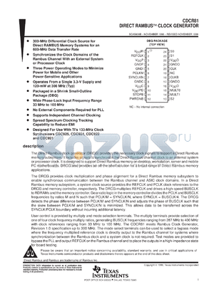 CDCR81DBQR datasheet - DIRECT RAMBUS CLOCK GENERATOR