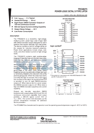 TPIC6B273DWR datasheet - OCTAL D-TYPE LATCH