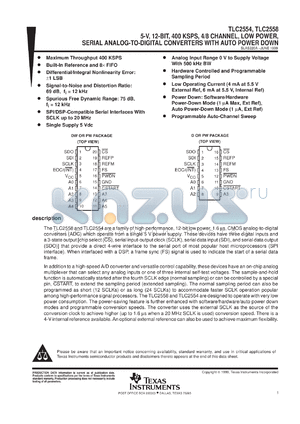 TLC2554CPWR datasheet - 12-BIT, 400 KSPS ADC, 4-CH. SERIAL WITH POWERDOWN