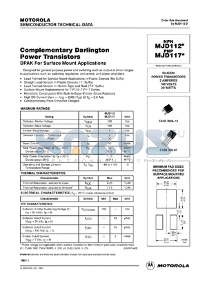 MJD112-1 datasheet - Complementary Darlington Power Transistors