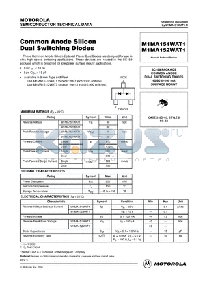 M1MA151WAT2 datasheet - Common Anode Dual Switching Diode