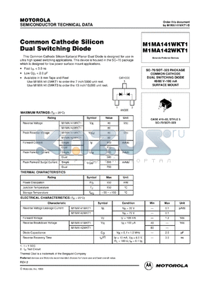 M1MA142WKT3 datasheet - Common Cathode Dual Switching Diode