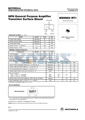 MSD602-RT2 datasheet - General Purpose Amplifier Transistor NPN
