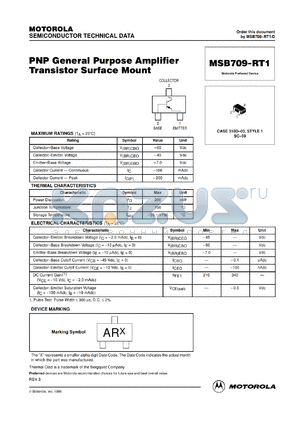 MSB709-RT2 datasheet - General Purpose Amplifier Transistor PNP