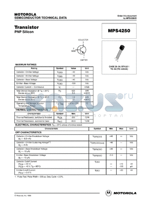 MPS4250ARLRM datasheet - Transistor PNP