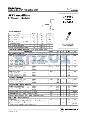 2N5462RLRP datasheet - JFET Amplifier P-Channel