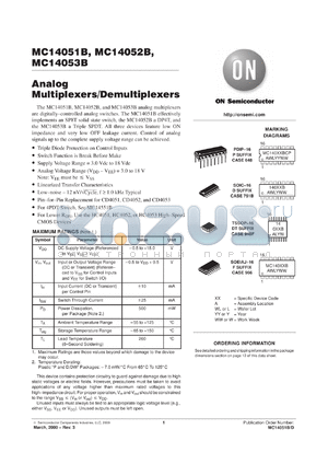 MC14051BDT datasheet - Analog Multiplexers/Demultiplexers