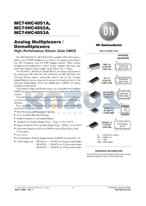 MC74HC4051AFR1 datasheet - Analog Multiplexers / Demultiplexers