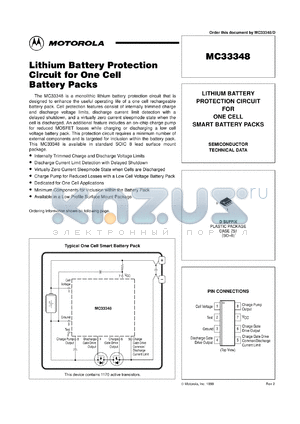 MC33348D-4R2 datasheet - Lithium Battery Protection Circuit for One Cell Battery Packs