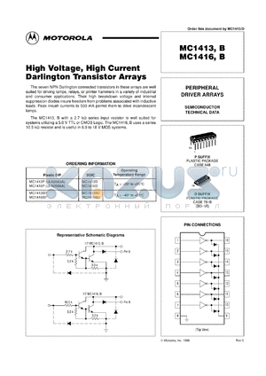 MC1413BPD datasheet - High Voltage, High Current Darlington Transistor Arrays