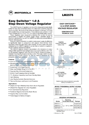 LM2575D2T-012 datasheet - Easy Switcher™ 1.0 A Step-Down Voltage Regulator