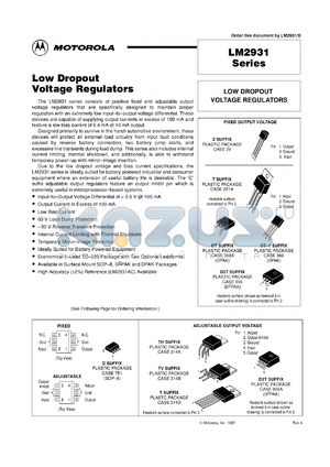 LM2931DT-5.0RK datasheet - Low Dropout Voltage Regulator