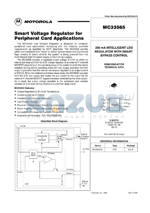 MC33565DR2 datasheet - Smart Voltage Regulator for Peripheral Card Applications