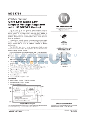 MC33761SNT1-025 datasheet - Ultra Low-Noise Low Dropout Voltage Regulator with 1V ON/OFF Control