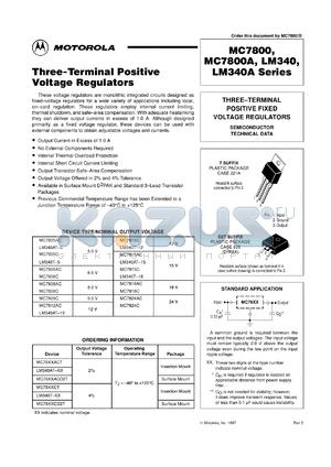 MC7805CT1 datasheet - Three-Terminal Positive Voltage Regulator