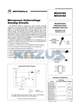 MC33164-3.3R2 datasheet - Micropower Undervoltage Sensing Circuit