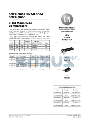 SN74LS682H datasheet - 8-Bit Magnitude Comparitors