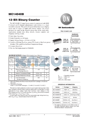 MC14040BFL2 datasheet - 12-Bit Binary Counter