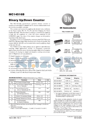 MC14516BFR1 datasheet - Binary Up/Down Counter