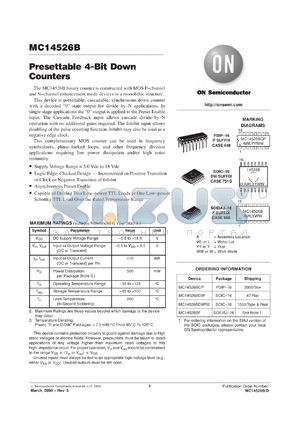 MC14526BFL1 datasheet - Presettable 4-Bit Down Counters