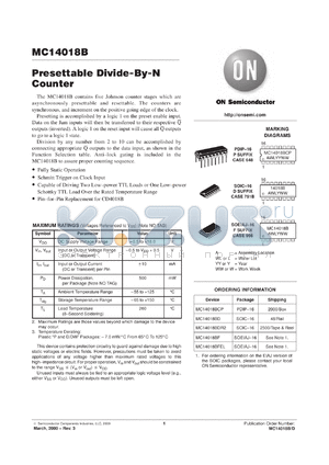 MC14018BFR1 datasheet - Presettable Divide-By-N Counter