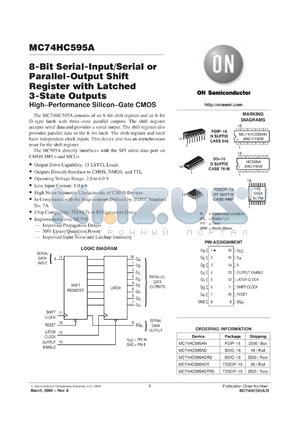 MC74HC595AFR2 datasheet - 8-Bit Serial-Input/Serial or Parallel-Output Shift Register With Latched 3-State Outputs