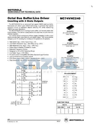 MC74VHC240MEL datasheet - Octal Bus Buffer/Line Driver