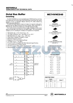 MC74VHC540MEL datasheet - Octal Bus Buffer