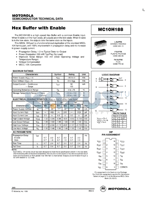 MC10H188MR1 datasheet - Hex Buffer with Enable