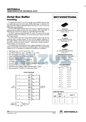 MC74VHCT540ADTR2 datasheet - Octal Bus Buffer (Inverting)