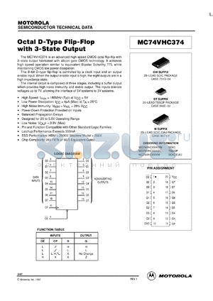 MC74VHC374MEL datasheet - Octal D-Type Flip-Flop