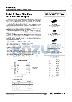 MC74VHCT374AML2 datasheet - Octal D-Type Flip-Flop (TTL Compatible)