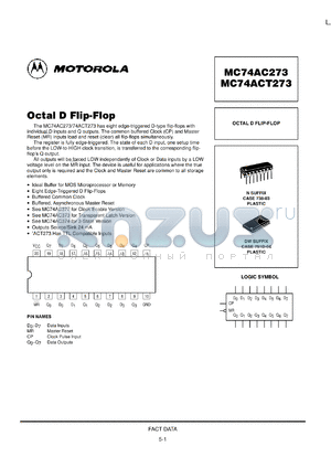 MC74AC273ML1 datasheet - Octal D Flip Flop