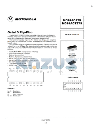 MC74AC273MR2 datasheet - Octal D Flip Flop