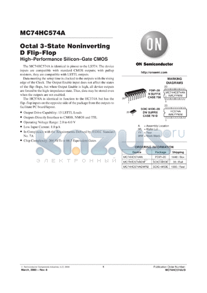 MC74HC574AFR1 datasheet - Octal 3-State NonInverting D Flip-Flop