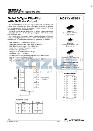 MC74VHC574ML1 datasheet - Octal D-Type Flip-Flop