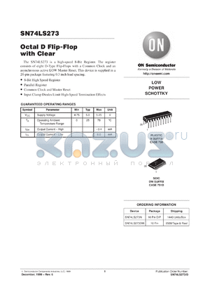 SN74LS273ML2 datasheet - Octal D Flip-Flop with Clear