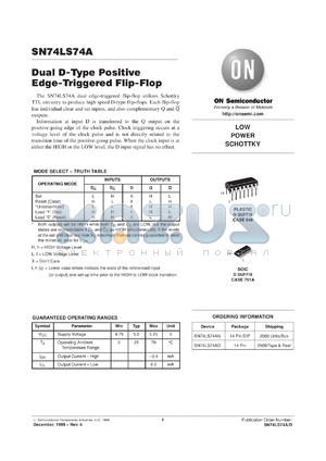 SN74LS74AML2 datasheet - Dual D-Type Positive Edge-Triggered Flip-Flop