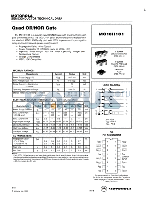 MC10H101ML2 datasheet - Quad OR/NOR Gate