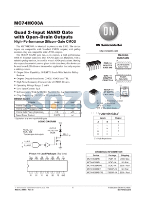 MC74HC03AFL1 datasheet - Quad 2-Input NAND Gate With Open-Drain Outputs