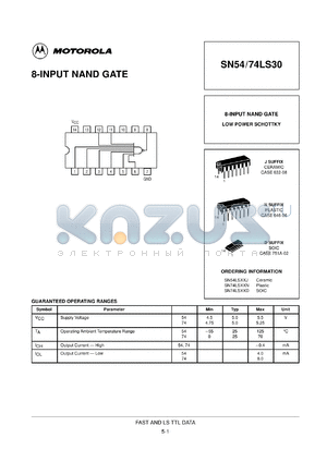 SN74LS30ML1 datasheet - 8-INPUT NAND GATE