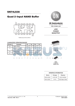 SN74LS38MR1 datasheet - Quad 2-Input NAND Buffer