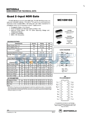 MC10H102ML2 datasheet - Quad 2-Input NOR Gate