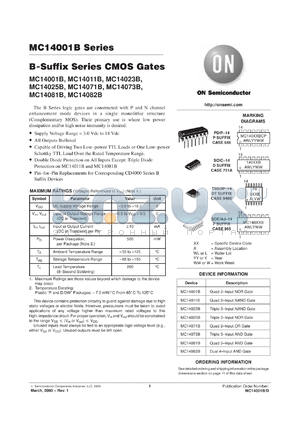 MC14001BFR1 datasheet - B-Suffix Series CMOS Gates